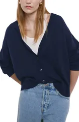 マンゴ レディース アウター カーディガン Vネック MANGO VNeck Cardigan Dark Navy ネイビーのサムネイル