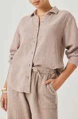 スプレンディット レディース トップス シャツ コットン Splendid Adele Oversize Cotton Gauze ButtonUp Shirt Light Wickerのサムネイル