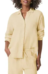 スプレンディット レディース トップス シャツ コットン Splendid Adele Oversize Cotton Gauze ButtonUp Shirt Limoncelloのサムネイル