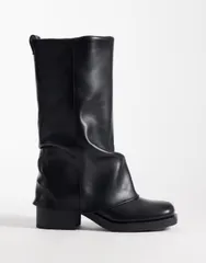 エイソス レディース シューズ ブーツ・レインブーツ ASOS DESIGN Carrie fold over slouchy boots Black ブラックのサムネイル