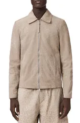 オールセインツ メンズ アウター ジャケット・ブルゾン アニマル柄 プリント スエード AllSaints Hockley Debossed Animal Print Suede Jacket Pasのサムネイル