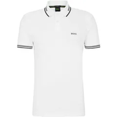 ボス メンズ トップス ポロシャツ コントラスト Boss Mens BOSS GREEN Paul Contrastriped Trim Short Sleeve Polo Shirt Whiteのサムネイル
