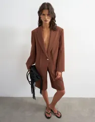 トップショップ レディース アウター ジャケット・ブルゾン ブレザー Topshop oversized slouchy panel blazer part of a set brown ブラウンのサムネイル