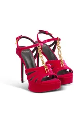バルマン レディース シューズ スニーカー プラットフォーム サンダル Balmain Sync platform sandals in patent lambskin Women pink ピンクのサムネイル