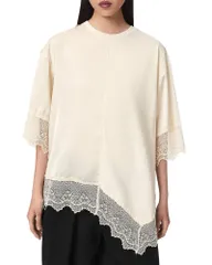 オールセインツ レディース トップス Tシャツ レーストリム レース ALLSAINTS Lenny Lace Trim Tee Champagne White ホワイトのサムネイル
