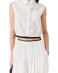 マージュ レディース トップス シャツ ノースリーブ クロップド Maje Cropped Sleevelesshirt White ホワイトのサムネイル