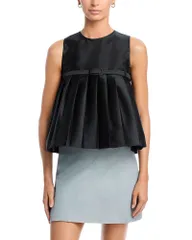マルタンマルジェラ レディース トップス シャツ プリーツ サテン ノースリーブ MM6 Maison Margiela Pleated Satin Sleeveless Top Black ブラックのサムネイル