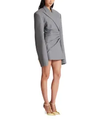 バルマン レディース アウター ジャケット・ブルゾン ドレープ ウール Balmain Short Jacket Dress in Draped Wool Grey グレーのサムネイル
