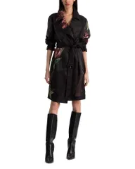アリスアンドオリビア レディース アウター コート シアー Alice and Olivia Silvia Sheer Trench Coat Softulip Black ブラックのサムネイル