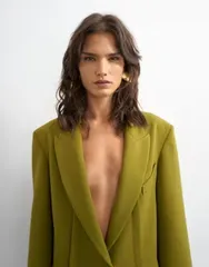 トップショップ レディース アウター ジャケット・ブルゾン ブレザー Topshop oversized slouchy panel blazer in olive part of a set Oliのサムネイル