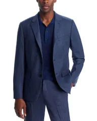 セオリー メンズ アウター ジャケット・ブルゾン スリムフィット ウール リネン Theory Chambers Linen Wool Slim Fit Suit Jacket Dark Blue ブのサムネイル