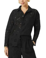 スプレンディット レディース トップス シャツ Splendid x Cellajaneblog Eyelet Button Frontop Black ブラックのサムネイル