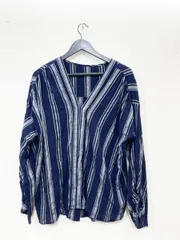 goa ゴア natural vintage goa インド綿 コットン100% Vネック ブラウス シャツ size F /ネイビー ■◆レディースのサムネイル