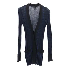 MARC BY MARC JACOBS マークバイマークジェイコブス ボーダー柄 長袖 ニット カーディガン XS ネイビー×黒 レディース 古着のサムネイル