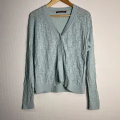 COMPTOIR DES COTONNIERS コンプトワールデコトニエ 透かし編みカーディガン Vネック 長袖 コットン70%リネン30% ミントグリーン サイズM NB206のサムネイル