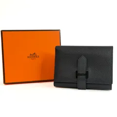 【SAランク】エルメス ベアン コンビネ ヴォーエプソン ブラック ブラック金具 U刻印 HERMES Bearn Combine コンパクトウォレット 三つ折り財布 黒 ソーブラック モノクローム 本革 レザー ミニ財布 メンズ レディース 極美品のサムネイル
