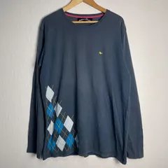Modern Amusement モダンアミューズメント ロングスリーブTシャツ 長袖 アーガイル柄 コットン100% ワンポイント刺繍 ネイビー サイズXL NB210のサムネイル
