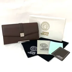 D9039 新品未使用！ GIANNI VERSACE ジャンニ ヴェルサーチ メデューサ 二つ折り長財布 ロングウォレット ダークブラウン レザーのサムネイル