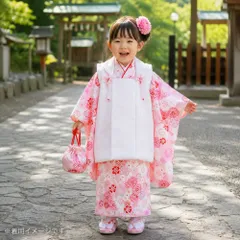 箱なし 七五三 3歳女の子 総柄 着物 8点セット 被布コートセット ピンクの着物 fk-155-31のサムネイル