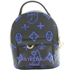 カステルバジャック CASTELBAJAC クレアシリーズ ミニ リュックサック デイバッグ モノグラム レザー ロゴ 総柄 黒 ブラック 青 ブルー /SS ■OS ■GY18のサムネイル