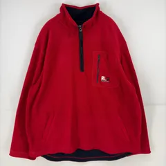 古着 ポロジーンズ POLO JEANS スウェット ハーフジップ 刺繍 プルオーバー ロゴ ラルフローレン フリース  レッド系 無地 メンズのサムネイル