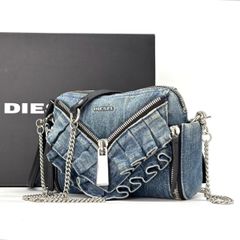 DIESEL Archive Y2K Black Rope Tote Bag Leather Nylon Shoulder Bag