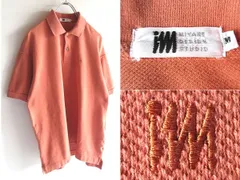 希少 80sビンテージ im ISSEY MIYAKE DESIGN STUDIO イッセイミヤケ ロゴ刺繍 鹿の子 ポロシャツ M サーモン VINTAGE アーカイブのサムネイル