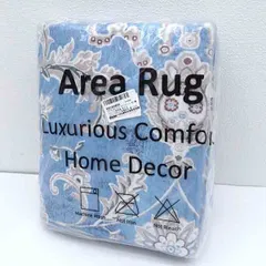 HAOCOO ◆【雑貨】HAOCOO 軽量 花柄 ライトブルー ラグカーペット 120×160cm 生活雑貨【未使用】 のサムネイル
