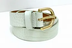 【232141】MAX MARA マックスマーラ  クロコ型押し　レザーベルト　ゴールド金具  S ライトグリーンのサムネイル