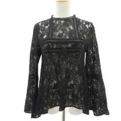 ローズバッド ROSE BUD ブラウス カットソー F 黒 ブラック 総レース オフネック 長袖 フレアスリーブ /HO21 ■GY70のサムネイル