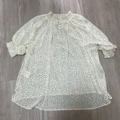 【232062】DRESSTERIOR ドレステリア  ワールド　半袖ブラウス　シャツ　ポリ　ドット柄　プルオーバー　小さめスリット　38  ・ ホワイトベージュのサムネイル