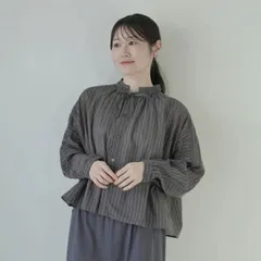 LAITERIE (レイトリー) | コットンボイル/コットンローン ギャザーブラウス (stripe) | レディース ブラウス ギャザーブラウス コットンボイル コットンローン 綿 ストライプ 長袖 ゆったり ナチュラル シンプル 大人カジュアルのサムネイル