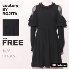 新品 couture BY ROJITA ワンピース 膝丈　長袖　肩レース　ドット柄　フラワーモチーフ　地雷系　後ろジップ　裏地付きのサムネイル