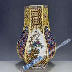 청대 雍正彩蒔花鳥多稜花瓶 景徳鎮 도자기 장식품 현대 공예품 미술품 입상 CZW728P742