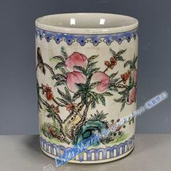 Pastel-colored floral and bird design pen holder, calligraphy tools, stationery, modern craft, art object, ornament CZW728P067