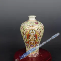 美術品・アンティーク・コレクション 清康熙青釉粉彩タンカ紋梅瓶 景徳
