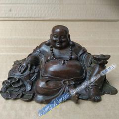 Bronze Hotei (Laughing Buddha) figurine, craftwork, art object, ornament CZW728P822