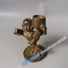 Copperware, small monk figure, backflow incense burner, incense holder, incense stand, tea ceremony utensil, craft, art object, ornament CZW728P668