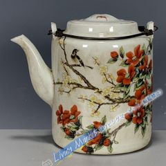 Polychrome floral design teapot, porcelain, ceramic, decorative item, contemporary craft, fine art, ornament (CZW728P779)