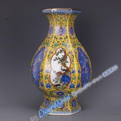 Qing Dynasty Qianlong Enamel and Gold Lacquer Vase with Flowers and Birds, Jingdezhen Porcelain, Decorative Art, Modern Craft, Fine Art, Ornament CZW728P528