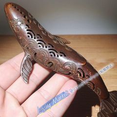 Copper incense burner, whale-shaped incense tool, decorative item, craftwork, art object, ornament CZW728P635