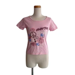モルガン MORGAN Tシャツ ロゴ 刺繍 花柄 ピースマーク Uネック 半袖 Tシャツ T3 ピンク /EH ■ECF005のサムネイル