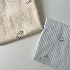 original cotton刺繍生地（ミニアヒル・細ストライプ）韓国生地のサムネイル