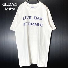 【GILDAN】アメリカ ジョージア州 モルトリー Live Oak Storage 企業物 トランクルーム 両面プリントロゴ 半袖Tシャツ US古着 USA輸入 ホワイト Msize