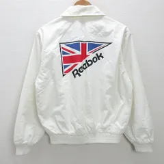 K■80-90s/日本製■リーボック/Reebok ビッグロゴ フルジップジャケット【M】白/MENS■57【中古】のサムネイル