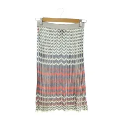 ミッソーニ MISSONI ニットスカート 42 グレー シェブロン柄 プリーツ 透け感 /AO5 ■ECC006のサムネイル