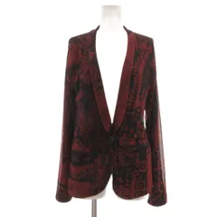 デシグアル Desigual テーラードジャケット ショールカラー風 シアー 薄手 38 ワインレッド 黒 ブラック 花柄 /ML ■ECG007のサムネイル