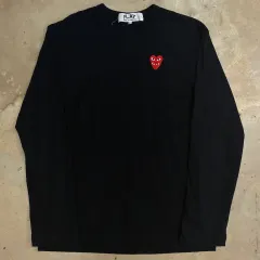 COMME des GARCONS ダブル ハート ワッペン ブラック ロングスリーブ XLのサムネイル