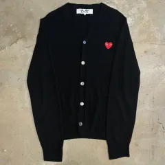 COMME des GARCONS レッド ハート ワッペン ブラック カーディガン Lのサムネイル