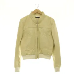 バレンシアガ BALENCIAGA LEATHER ジャケット ブルゾン レザー 羊革 切替 リブニット 36 クリーム色 172969 /DFのサムネイル